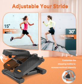 CD Monitor   Downloads Home Office Exercise 330LBS Capacity Mini Stepper With Resistance Bands And LCD Monitor (Color: BLACK)