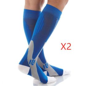 Compression Socks For Men&Women Best Graduated Athletic Fit For Running Flight Travel Boost Stamina Circulation&Recovery Socks (Option: Blue 2PC-L XL)
