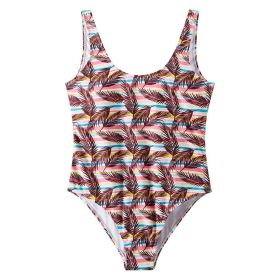 One Piece,Adult Women,Sexy Halter One Piece Swimsuit,Summer Vacation,Swimming,Spa,Surfing,Bath,Pool (Option: Leaves-XL)