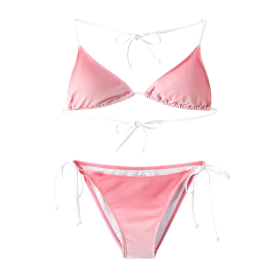 Two Pieces,Adult Women,Sexy Spaghetti String Bikini Top And Bottom,SummerVacation,Swimming,Spa,Surfing,Bathing,Swimming Pool (Option: Pink-L)